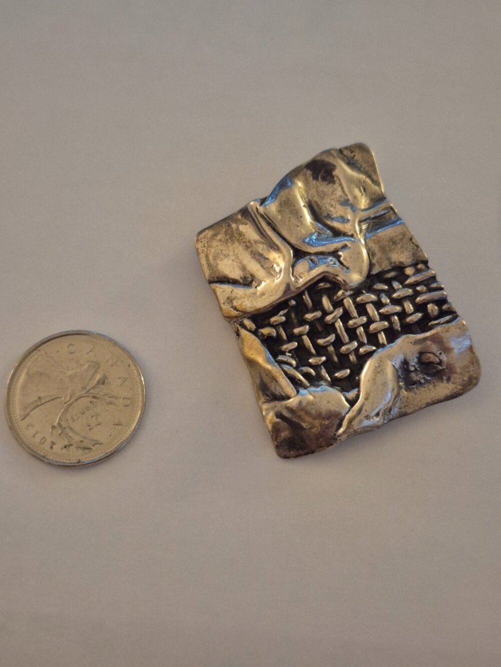 Vintage Brutalist Sterling Silver Modernist Woven Abstract Statement Brooch Pin